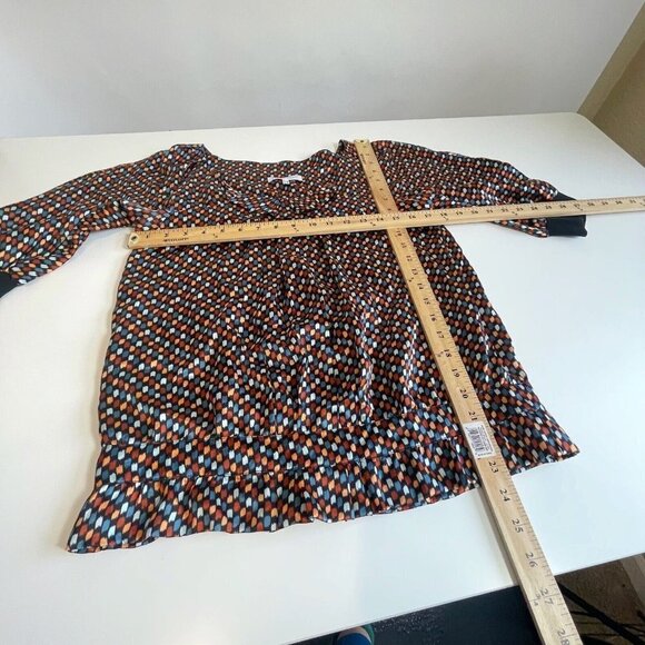 See By Chloe Womens 100% Silk Geometric Blouse Multicolor 6 3/4 Sleeve Pleated - Picture 7 of 7